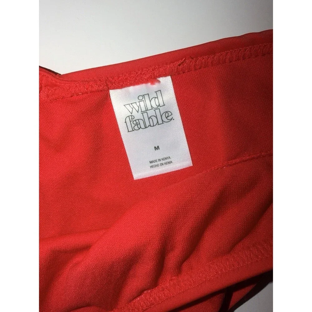 Shade and Shore Bikini Bottoms Womens M Red Medium Coverage Low Rise high Leg